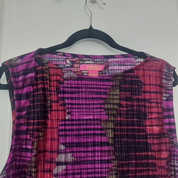 CATHERINE MALANDRINO Purple Red Soft Crinkle Top Shirt Size L - Picture 3 of 4